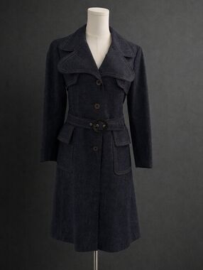 Women's Denim Belted Wool-Blend Coat